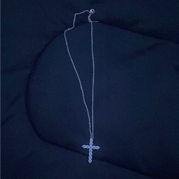 CZ Diamond Cross Pendant & Necklace - Picture 2 of 5